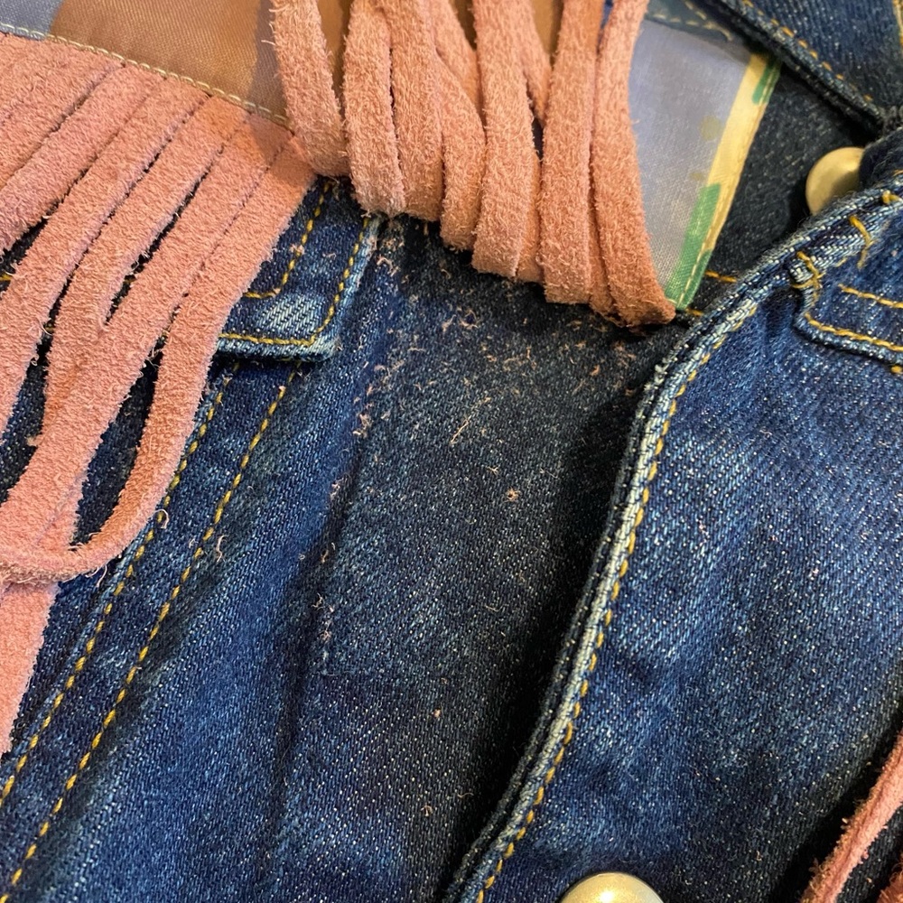 Vintage SportDeco Western Style with Suede Details Denim Jean Jacket Sz. Large - Picture 6 of 7